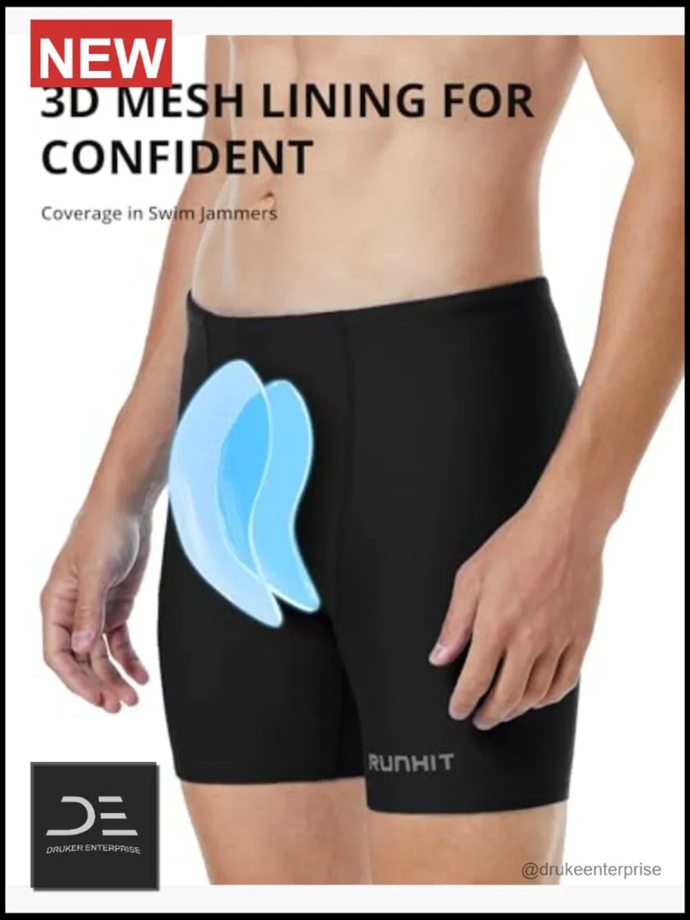 Men's Square Leg Swim Jammers Quick Dry UPF 50+ Compression Athletic Brief